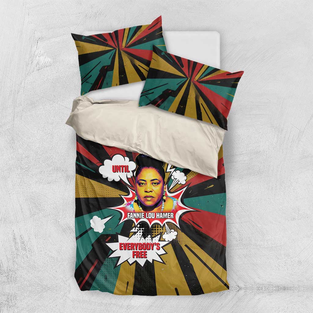 Fannie Lou Hamer Bedding Set with Pop Art Comic Style Design Bold Quote and Civil Rights Tribute - Wonder Print Shop