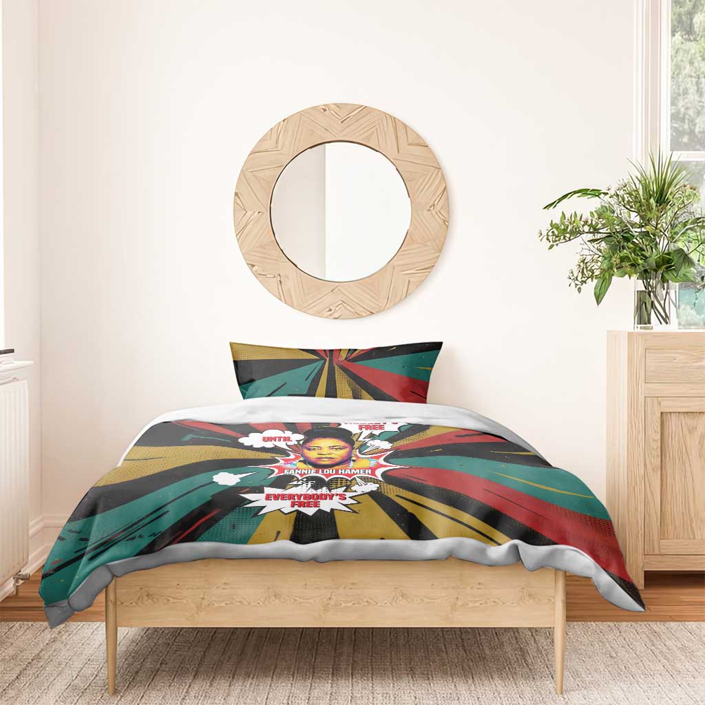 Fannie Lou Hamer Bedding Set with Pop Art Comic Style Design Bold Quote and Civil Rights Tribute - Wonder Print Shop