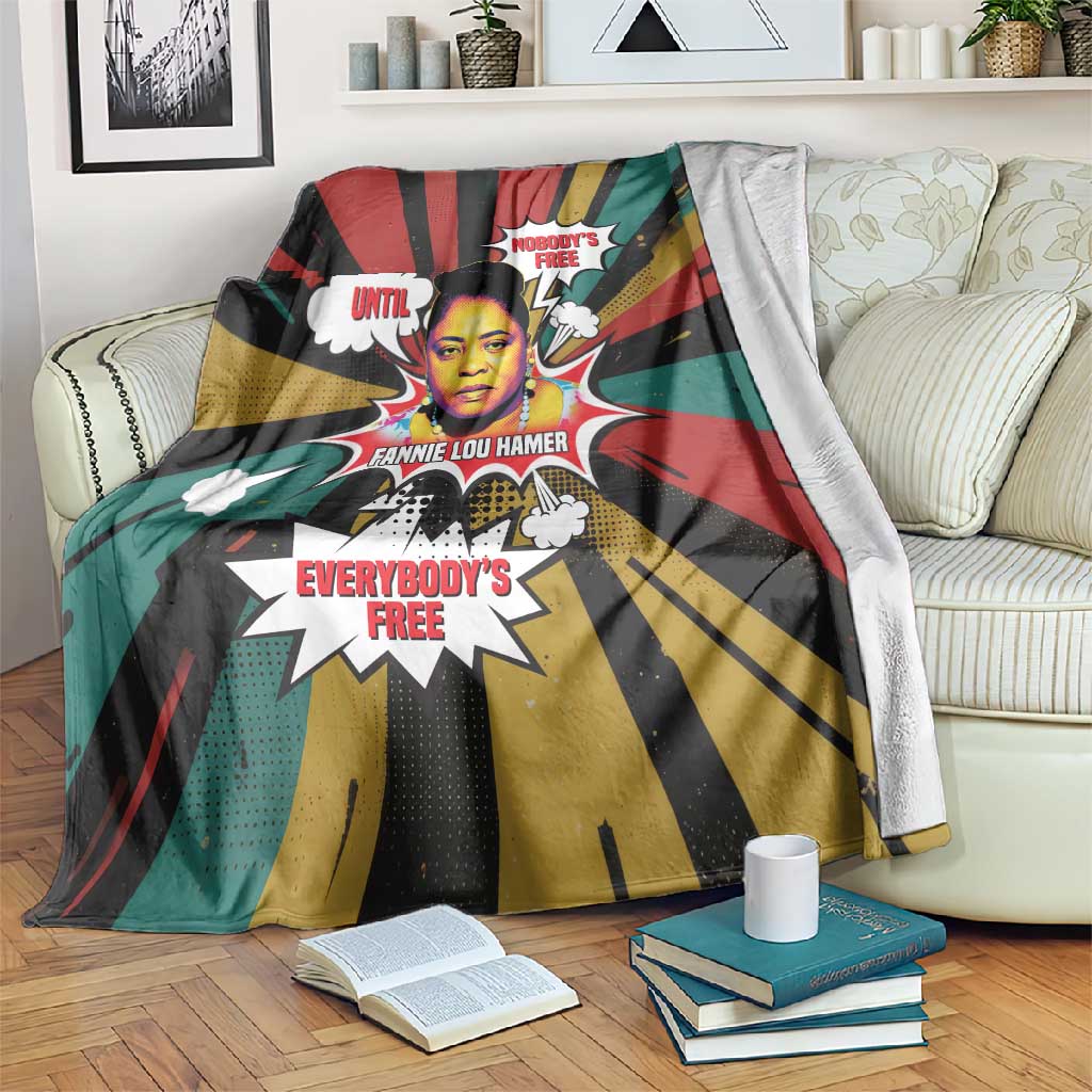Fannie Lou Hamer Blanket with Pop Art Comic Style Design Bold Quote and Civil Rights Tribute - Wonder Print Shop