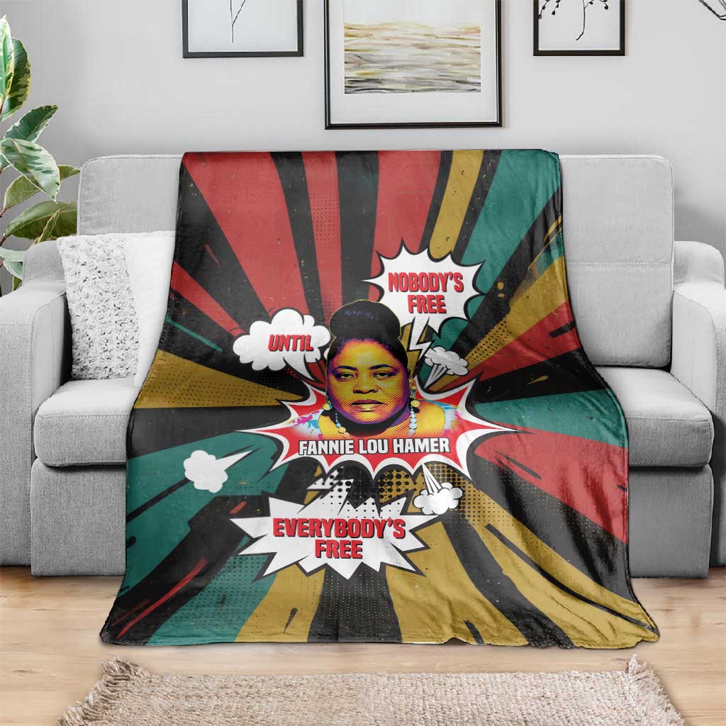 Fannie Lou Hamer Blanket with Pop Art Comic Style Design Bold Quote and Civil Rights Tribute - Wonder Print Shop