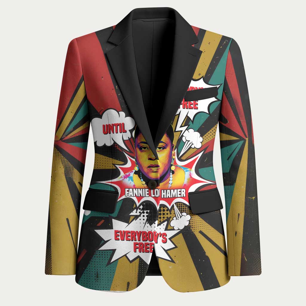Fannie Lou Hamer Blazer with Pop Art Comic Style Design Bold Quote and Civil Rights Tribute - Wonder Print Shop
