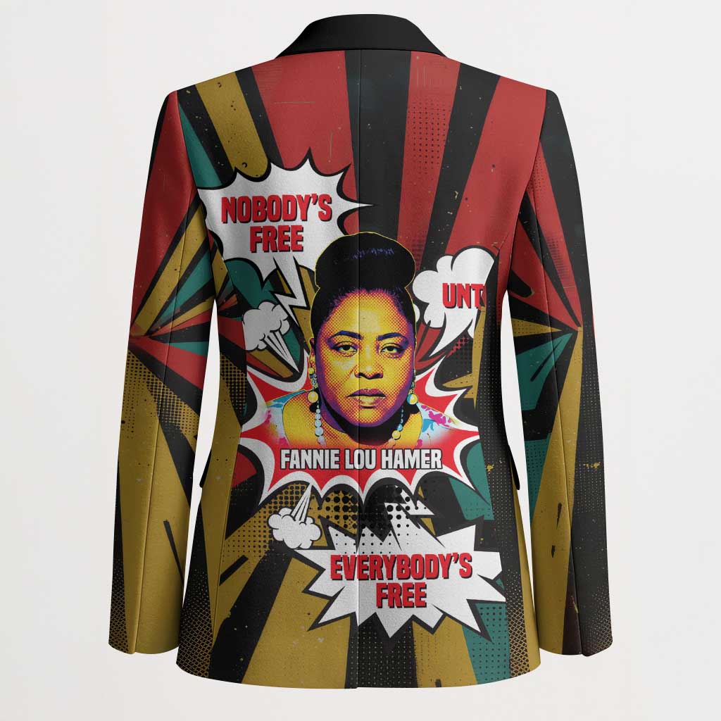 Fannie Lou Hamer Blazer with Pop Art Comic Style Design Bold Quote and Civil Rights Tribute - Wonder Print Shop
