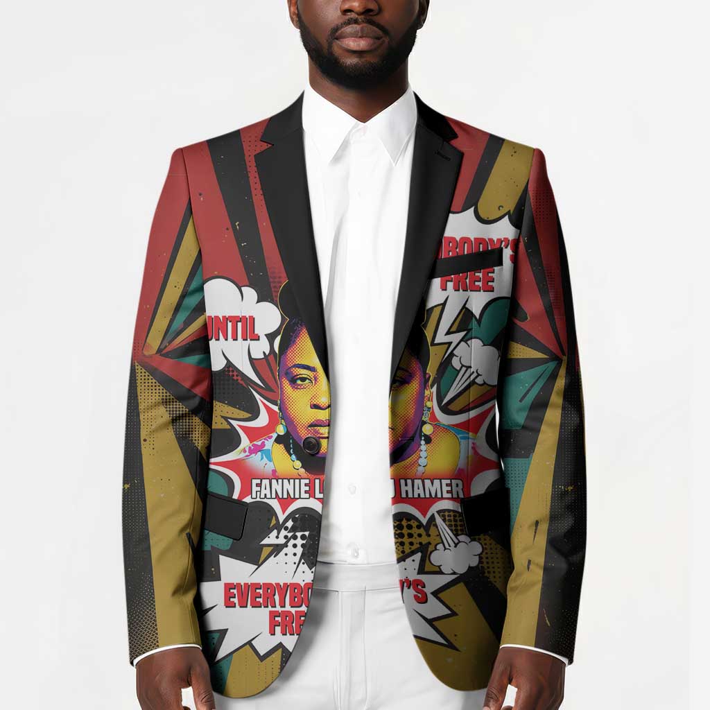 Fannie Lou Hamer Blazer with Pop Art Comic Style Design Bold Quote and Civil Rights Tribute - Wonder Print Shop