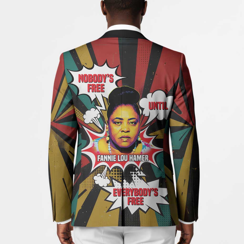 Fannie Lou Hamer Blazer with Pop Art Comic Style Design Bold Quote and Civil Rights Tribute - Wonder Print Shop