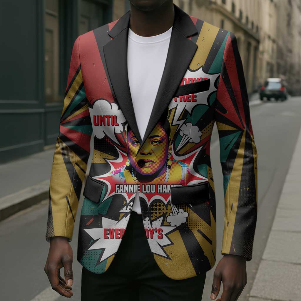 Fannie Lou Hamer Blazer with Pop Art Comic Style Design Bold Quote and Civil Rights Tribute - Wonder Print Shop