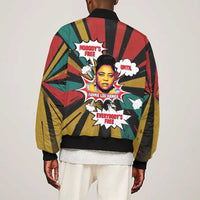 Fannie Lou Hamer Bomber Jacket with Pop Art Comic Style Design Bold Quote and Civil Rights Tribute - Wonder Print Shop