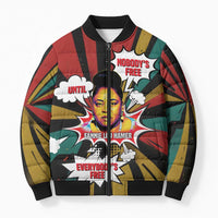 Fannie Lou Hamer Bomber Puffer Jacket with Pop Art Comic Style Design Bold Quote and Civil Rights Tribute - Wonder Print Shop