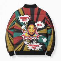Fannie Lou Hamer Bomber Puffer Jacket with Pop Art Comic Style Design Bold Quote and Civil Rights Tribute - Wonder Print Shop