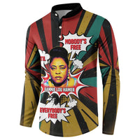 Fannie Lou Hamer Button Sweatshirt with Pop Art Comic Style Design Bold Quote and Civil Rights Tribute