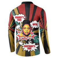 Fannie Lou Hamer Button Sweatshirt with Pop Art Comic Style Design Bold Quote and Civil Rights Tribute