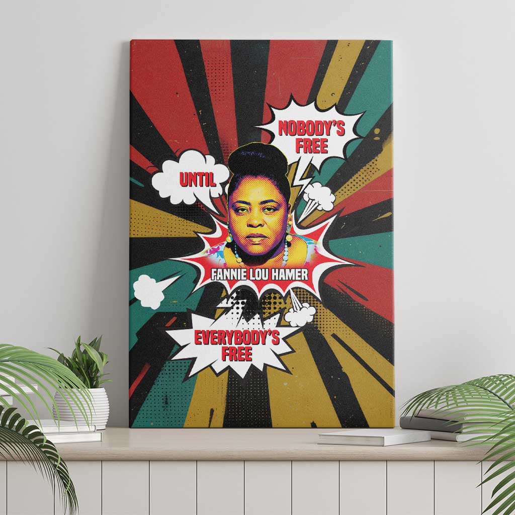 Fannie Lou Hamer Canvas Wall Art with Pop Art Comic Style Design Bold Quote and Civil Rights Tribute - Wonder Print Shop