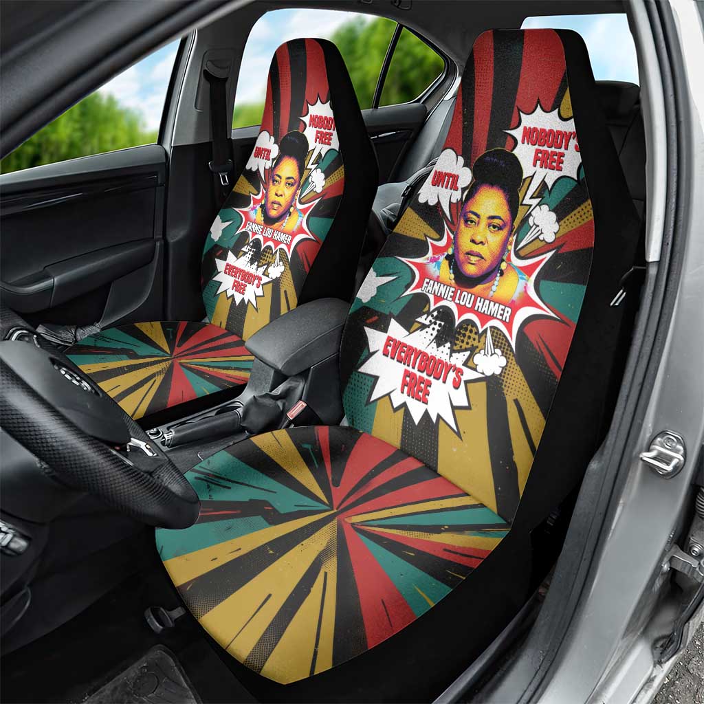 Fannie Lou Hamer Car Seat Cover with Pop Art Comic Style Design Bold Quote and Civil Rights Tribute - Wonder Print Shop
