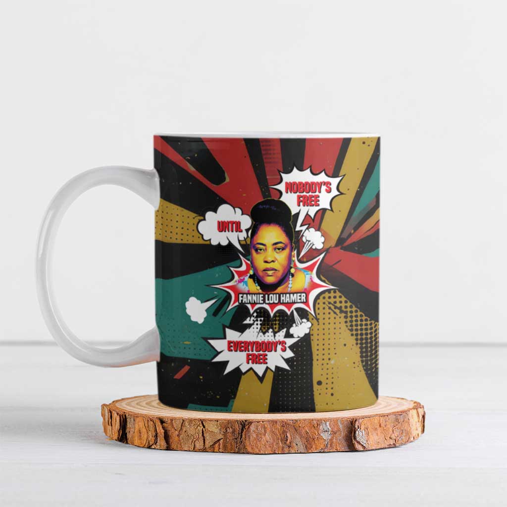 Fannie Lou Hamer Ceramic Mug with Pop Art Comic Style Design Bold Quote and Civil Rights Tribute - Wonder Print Shop