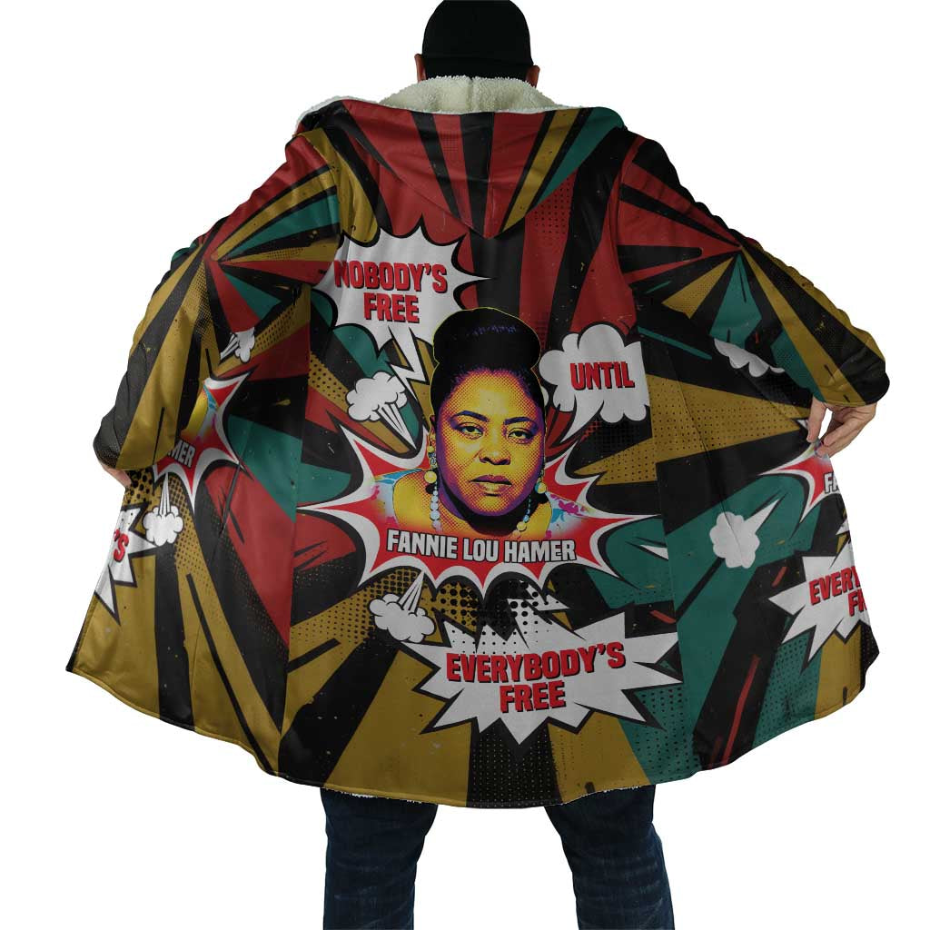 Fannie Lou Hamer Cloak with Pop Art Comic Style Design Bold Quote and Civil Rights Tribute - Wonder Print Shop