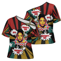 Fannie Lou Hamer Cross Shoulder Shirt with Pop Art Comic Style Design Bold Quote and Civil Rights Tribute - Wonder Print Shop