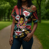 Fannie Lou Hamer Cross Shoulder Shirt with Pop Art Comic Style Design Bold Quote and Civil Rights Tribute - Wonder Print Shop