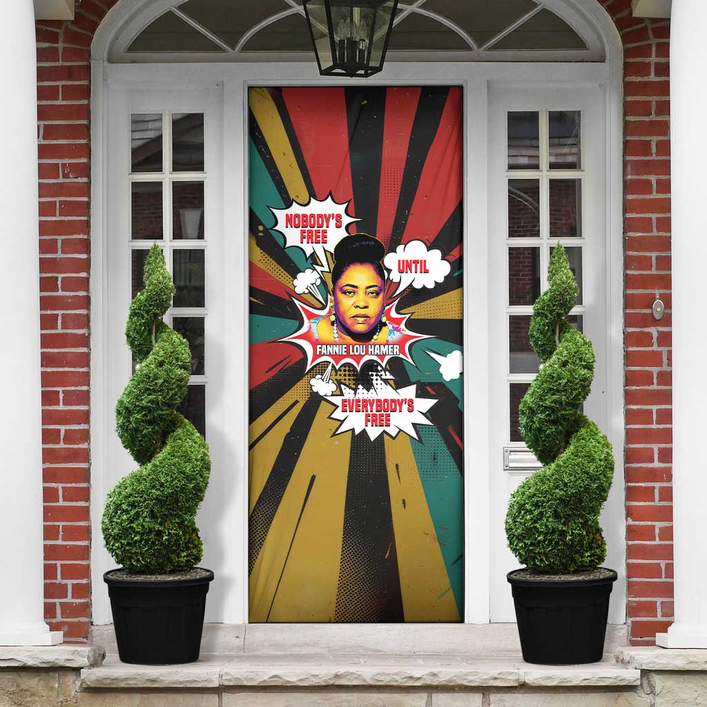 Fannie Lou Hamer Door Cover with Pop Art Comic Style Design Bold Quote and Civil Rights Tribute - Wonder Print Shop