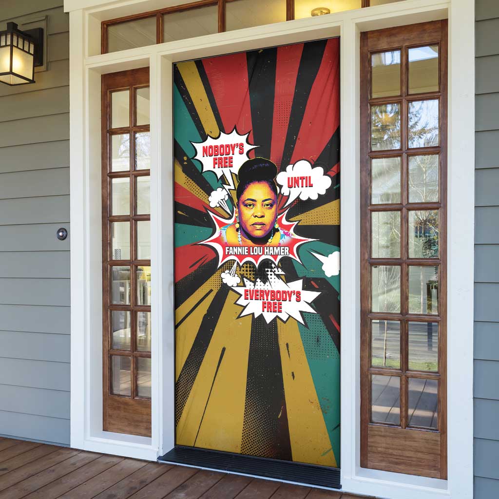 Fannie Lou Hamer Door Cover with Pop Art Comic Style Design Bold Quote and Civil Rights Tribute - Wonder Print Shop