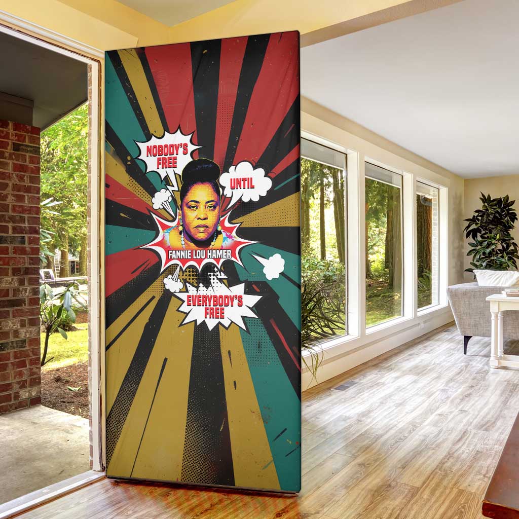 Fannie Lou Hamer Door Cover with Pop Art Comic Style Design Bold Quote and Civil Rights Tribute - Wonder Print Shop