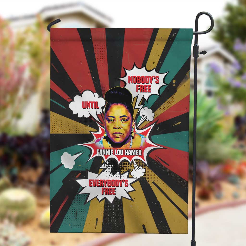 Fannie Lou Hamer Garden Flag with Pop Art Comic Style Design Bold Quote and Civil Rights Tribute - Wonder Print Shop