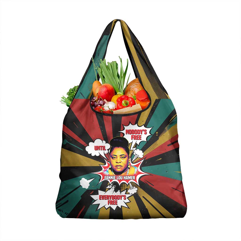 Fannie Lou Hamer Grocery Bag with Pop Art Comic Style Design Bold Quote and Civil Rights Tribute - Wonder Print Shop