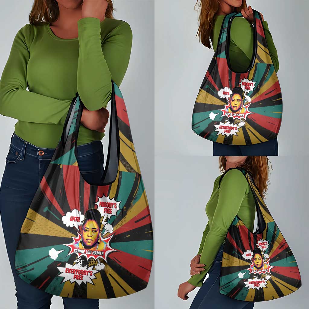 Fannie Lou Hamer Grocery Bag with Pop Art Comic Style Design Bold Quote and Civil Rights Tribute - Wonder Print Shop