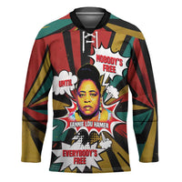 Fannie Lou Hamer Hockey Jersey with Pop Art Comic Style Design Bold Quote and Civil Rights Tribute - Wonder Print Shop