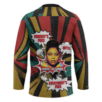 Fannie Lou Hamer Hockey Jersey with Pop Art Comic Style Design Bold Quote and Civil Rights Tribute - Wonder Print Shop