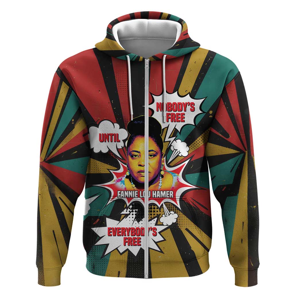 Fannie Lou Hamer Hoodie with Pop Art Comic Style Design Bold Quote and Civil Rights Tribute - Wonder Print Shop