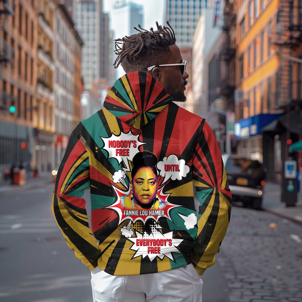 Fannie Lou Hamer Hoodie with Pop Art Comic Style Design Bold Quote and Civil Rights Tribute - Wonder Print Shop