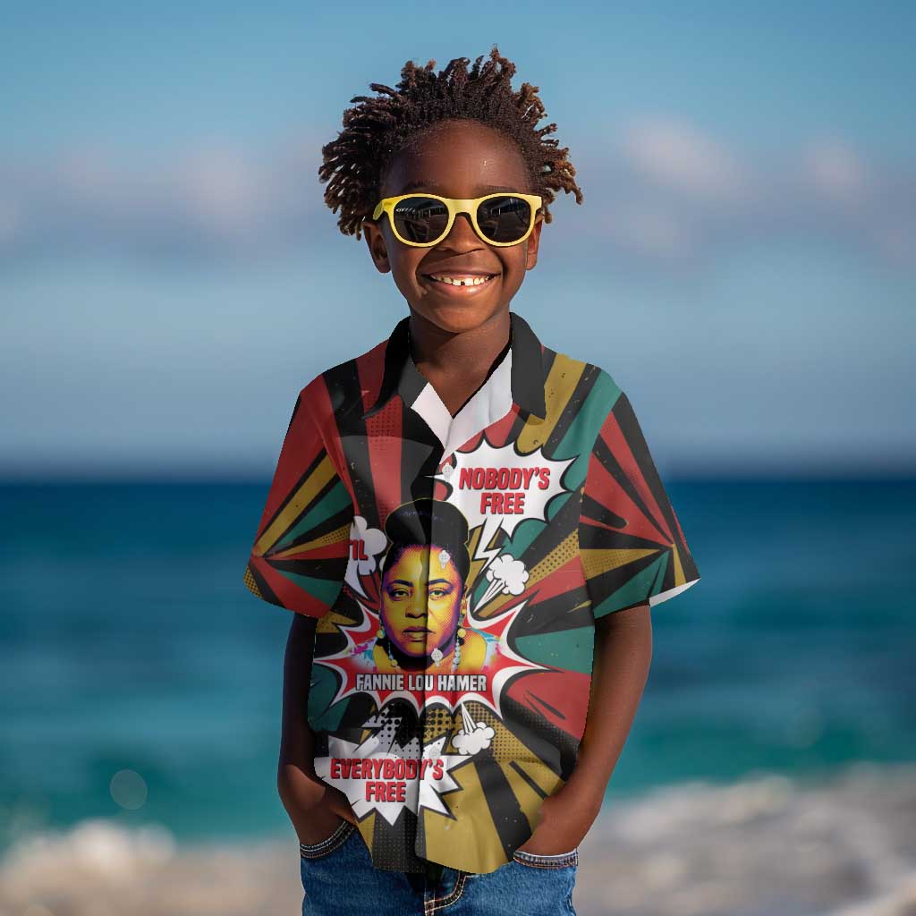 Fannie Lou Hamer Kid Hawaiian Shirt with Pop Art Comic Style Design Bold Quote and Civil Rights Tribute - Wonder Print Shop