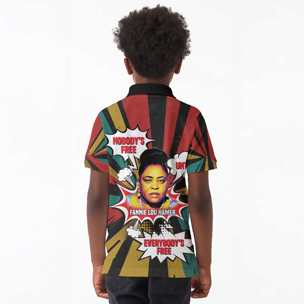 Fannie Lou Hamer Kid Polo Shirt with Pop Art Comic Style Design Bold Quote and Civil Rights Tribute - Wonder Print Shop