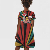 Fannie Lou Hamer Kid Short Sleeve Dress with Pop Art Comic Style Design Bold Quote and Civil Rights Tribute - Wonder Print Shop