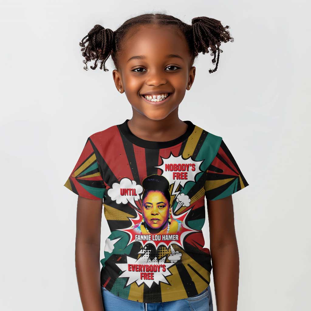Fannie Lou Hamer Kid T shirt with Pop Art Comic Style Design Bold Quote and Civil Rights Tribute - Wonder Print Shop