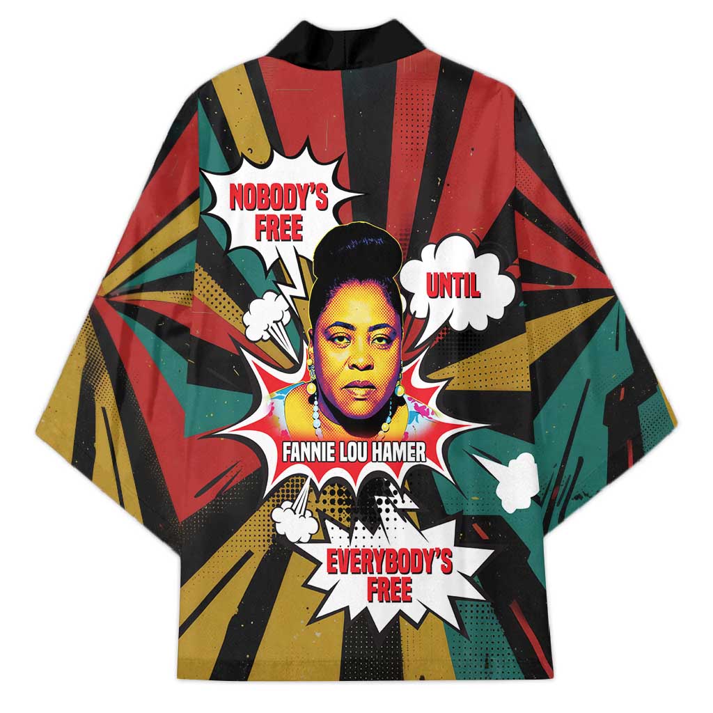 Fannie Lou Hamer Kimono with Pop Art Comic Style Design Bold Quote and Civil Rights Tribute - Wonder Print Shop