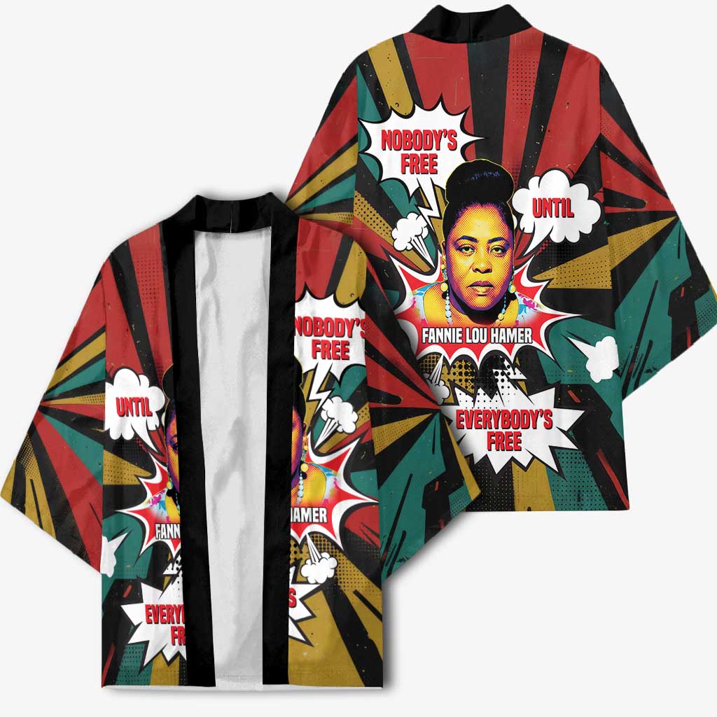 Fannie Lou Hamer Kimono with Pop Art Comic Style Design Bold Quote and Civil Rights Tribute - Wonder Print Shop