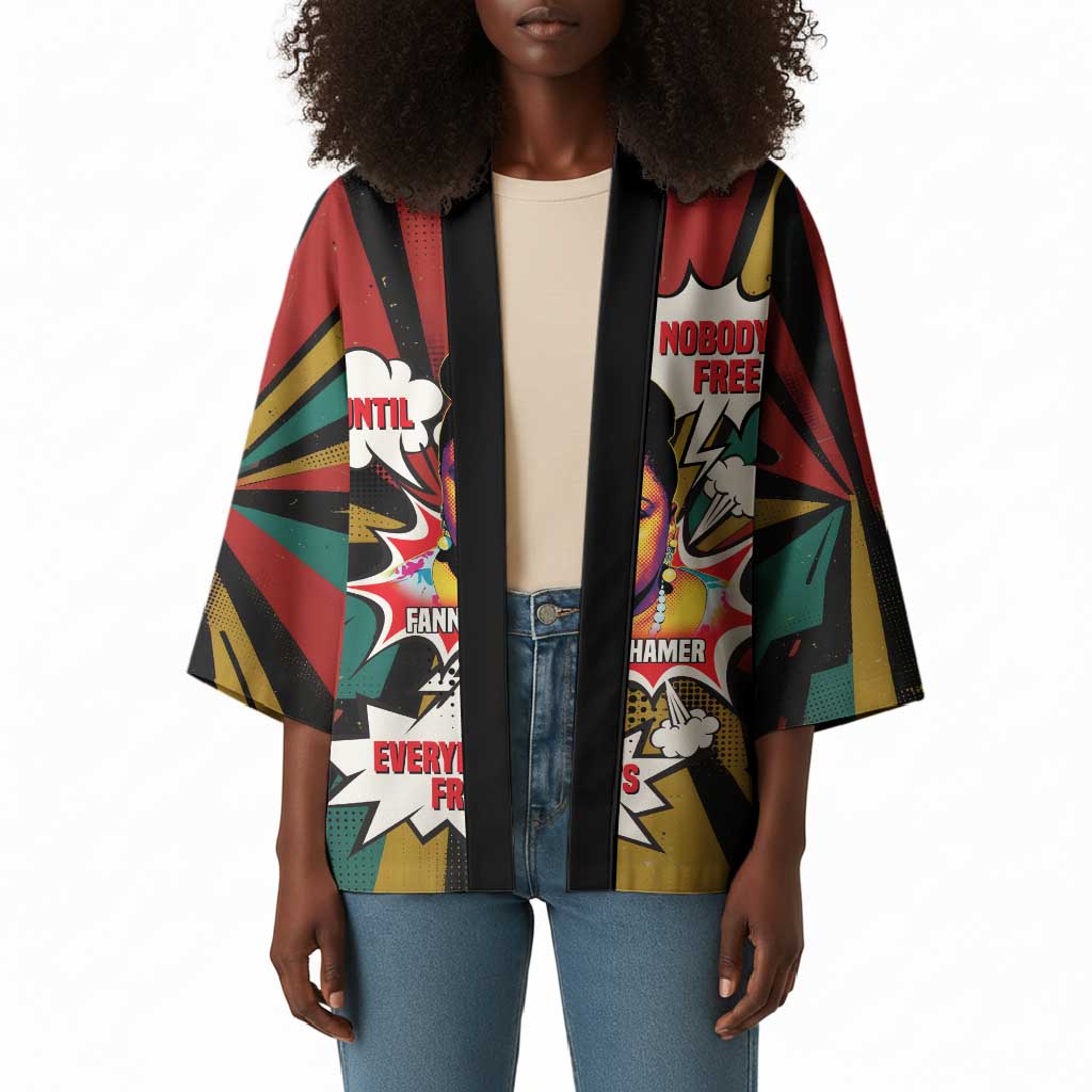 Fannie Lou Hamer Kimono with Pop Art Comic Style Design Bold Quote and Civil Rights Tribute - Wonder Print Shop