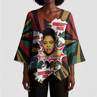 Fannie Lou Hamer Kimono Sleeve Blouse with Pop Art Comic Style Design Bold Quote and Civil Rights Tribute - Wonder Print Shop