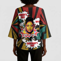 Fannie Lou Hamer Kimono Sleeve Blouse with Pop Art Comic Style Design Bold Quote and Civil Rights Tribute - Wonder Print Shop