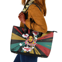 Fannie Lou Hamer Leather Tote Bag with Pop Art Comic Style Design Bold Quote and Civil Rights Tribute - Wonder Print Shop