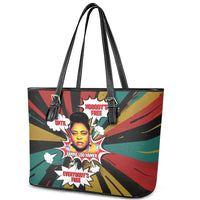 Fannie Lou Hamer Leather Tote Bag with Pop Art Comic Style Design Bold Quote and Civil Rights Tribute - Wonder Print Shop