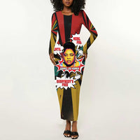 Fannie Lou Hamer Long Sleeve Bodycon Dress with Pop Art Comic Style Design Bold Quote and Civil Rights Tribute - Wonder Print Shop