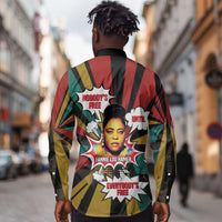 Fannie Lou Hamer Long Sleeve Button Shirt with Pop Art Comic Style Design Bold Quote and Civil Rights Tribute - Wonder Print Shop