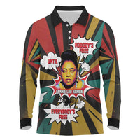 Fannie Lou Hamer Long Sleeve Polo Shirt with Pop Art Comic Style Design Bold Quote and Civil Rights Tribute - Wonder Print Shop