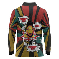 Fannie Lou Hamer Long Sleeve Polo Shirt with Pop Art Comic Style Design Bold Quote and Civil Rights Tribute - Wonder Print Shop
