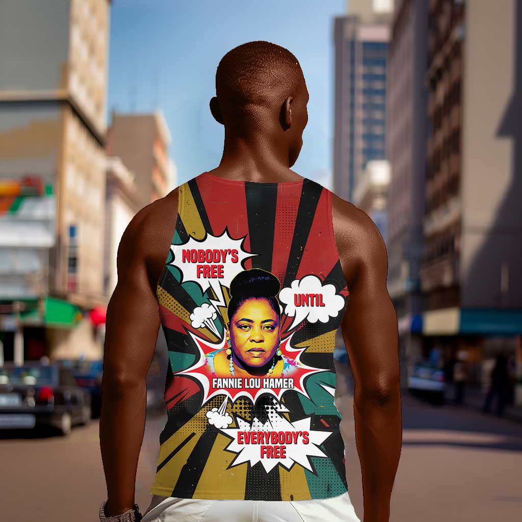 Fannie Lou Hamer Men Tank Top with Pop Art Comic Style Design Bold Quote and Civil Rights Tribute - Wonder Print Shop