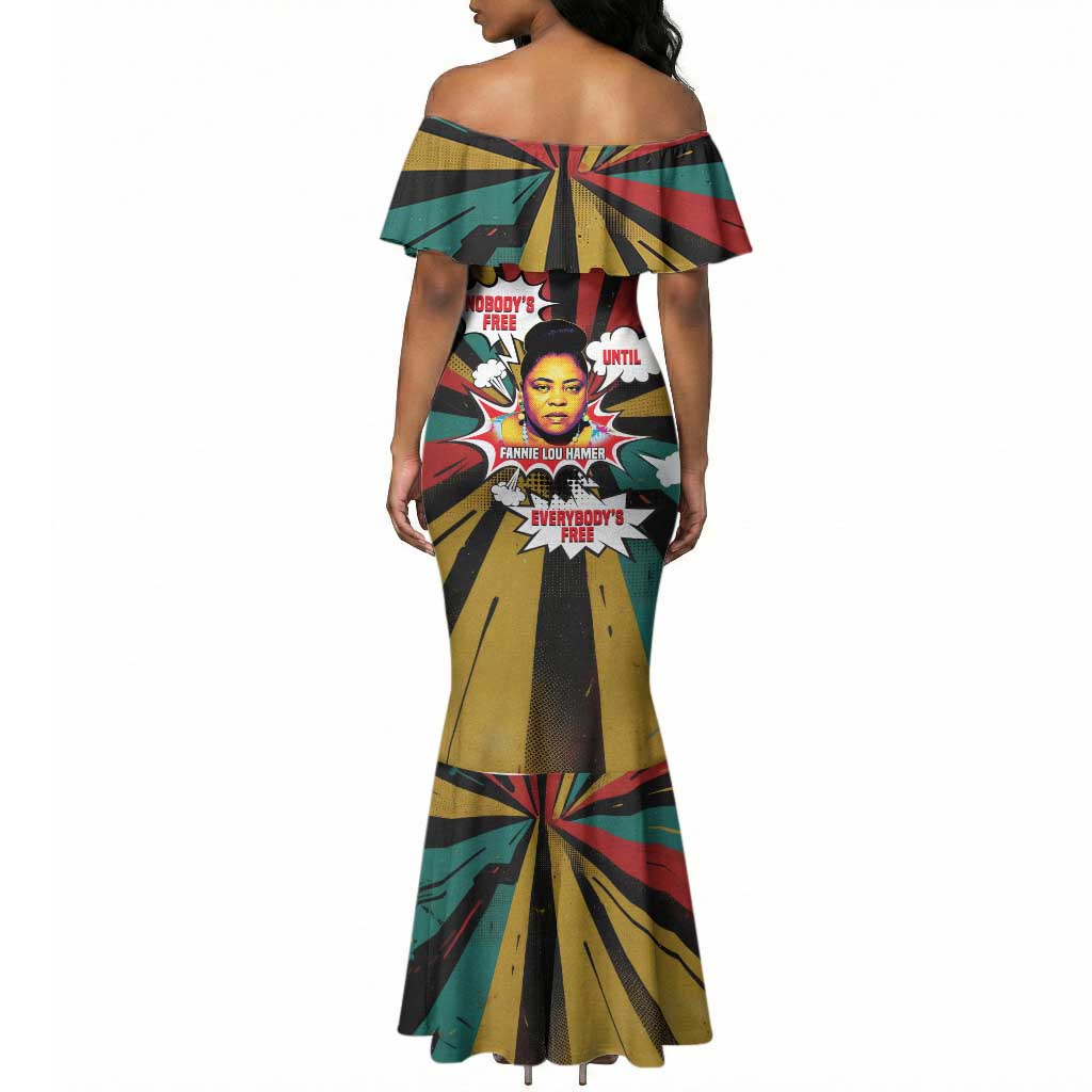 Fannie Lou Hamer Mermaid Dress with Pop Art Comic Style Design Bold Quote and Civil Rights Tribute - Wonder Print Shop