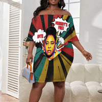 Fannie Lou Hamer Off Shoulder Short Dress with Pop Art Comic Style Design Bold Quote and Civil Rights Tribute - Wonder Print Shop