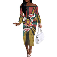 Fannie Lou Hamer Off The Shoulder Long Sleeve Dress with Pop Art Comic Style Design Bold Quote and Civil Rights Tribute - Wonder Print Shop