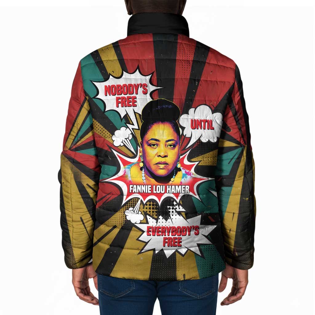 Fannie Lou Hamer Padded Jacket with Pop Art Comic Style Design Bold Quote and Civil Rights Tribute - Wonder Print Shop